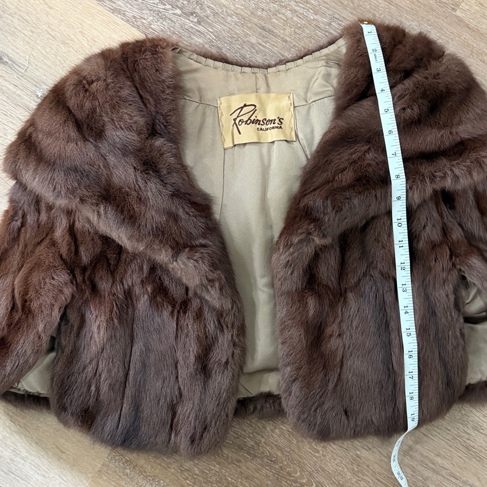Vintage Brown Fur Jacket Shawl Robinson’s California - Picture 12 of 12